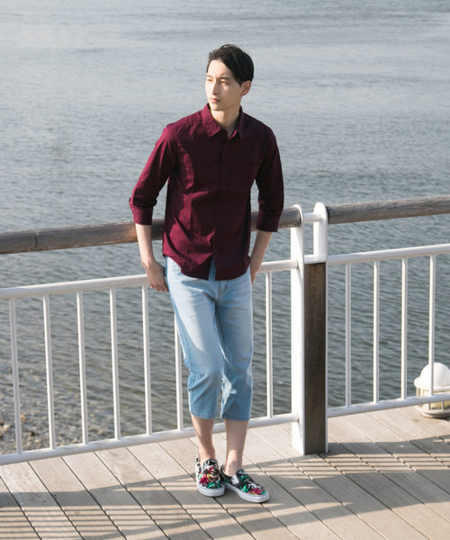 TopIsm(トップイズム)の「ストレッチ ブロード 無地 7分袖シャツ(シャツ/ブラウス・メンズ・ネイビー/ピンク/ワイン/ホワイト/ライトグレー/ブラック・M/LL/L)」の18枚目の写真