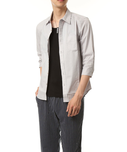 TopIsm(トップイズム)の「ストレッチ ブロード 無地 7分袖シャツ(シャツ/ブラウス・メンズ・ネイビー/ピンク/ワイン/ホワイト/ライトグレー/ブラック・M/LL/L)」の19枚目の写真