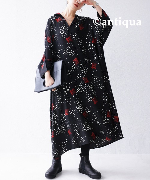 antiqua（アンティカ）の「花柄デザインシャツワンピース（シャツワンピース・レディース・ブラック・FREE）」の18枚目の写真