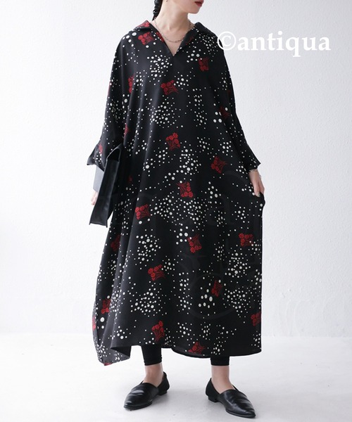 antiqua（アンティカ）の「花柄デザインシャツワンピース（シャツワンピース・レディース・ブラック・FREE）」の17枚目の写真