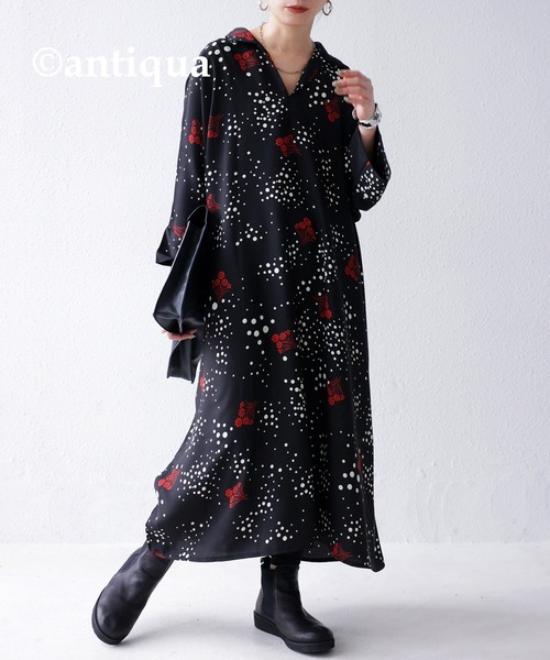 antiqua（アンティカ）の「花柄デザインシャツワンピース（シャツワンピース・レディース・ブラック・FREE）」の12枚目の写真