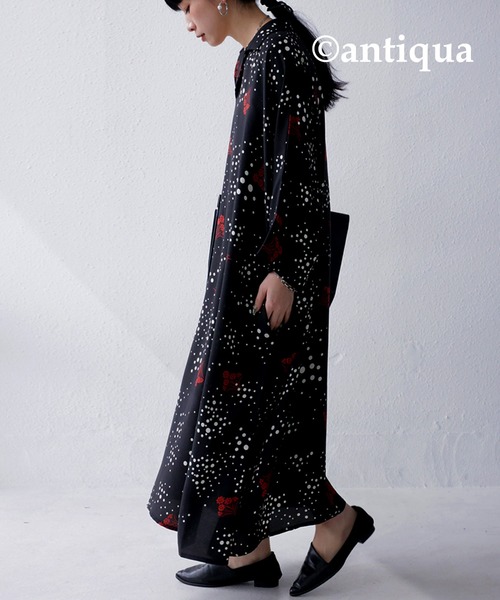 antiqua（アンティカ）の「花柄デザインシャツワンピース（シャツワンピース・レディース・ブラック・FREE）」の10枚目の写真