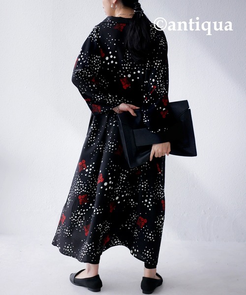 antiqua（アンティカ）の「花柄デザインシャツワンピース（シャツワンピース・レディース・ブラック・FREE）」の9枚目の写真