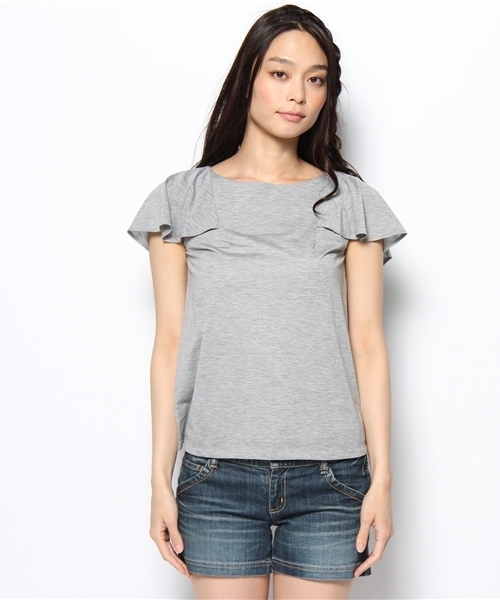 Khaju(カージュ)の「Khaju:バックフリルプルオーバー(Tシャツ/カットソー・レディース・グレー/ブラック・ONE SIZE)」の3枚目の写真