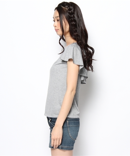 Khaju(カージュ)の「Khaju:バックフリルプルオーバー(Tシャツ/カットソー・レディース・グレー/ブラック・ONE SIZE)」の4枚目の写真