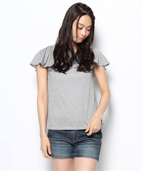 Khaju(カージュ)の「Khaju:バックフリルプルオーバー(Tシャツ/カットソー・レディース・グレー/ブラック・ONE SIZE)」の10枚目の写真