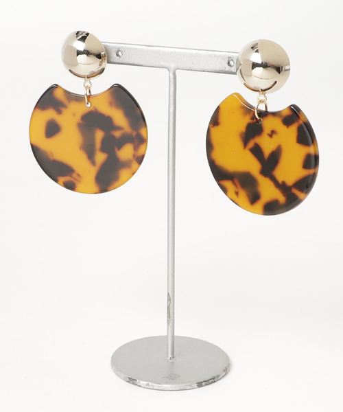 tone（トーン）の「【Blanche Neige】円欠けモチーフのピアス（ピアス（両耳用）・レディース・ライトブルー/ベージュ/ブラウン/ピンク/イエロー/ブルー/その他/クリア/マスタード/ブラウン系その他/オレンジ/グリーン系その他/ブルー系その他/ピンク系その他/シルバー系その他/ブラウン系その他2/ブラウン系その他3/パープル/ホワイト系その他・FREE）」の3枚目の写真