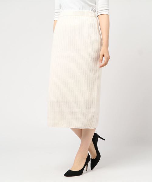 DOUBLE STANDARD CLOTHING(ダブルスタンダードクロージング)の「Sov. カシミヤニットスカート(スカート・レディース・オフホワイト/ブラック/ピンク・36/38)」の2枚目の写真
