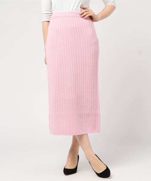 DOUBLE STANDARD CLOTHING(ダブルスタンダードクロージング)の「Sov. カシミヤニットスカート(スカート・レディース・オフホワイト/ブラック/ピンク・36/38)」の3枚目の写真
