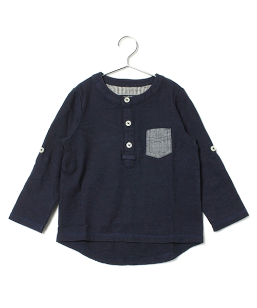 green label relaxing(グリーンレーベルリラクシング)の「【KIDS】スラブテンジク プルオーバー(Tシャツ/カットソー・キッズ・グレー/ネイビー・S/105/95/M/115/L/125)」の1枚目の写真