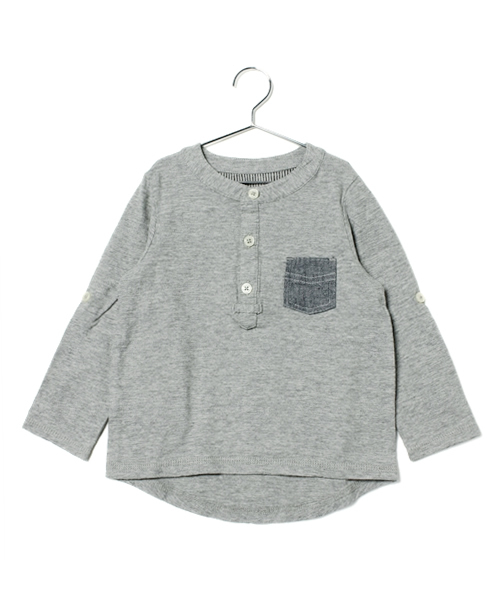 green label relaxing(グリーンレーベルリラクシング)の「【KIDS】スラブテンジク プルオーバー(Tシャツ/カットソー・キッズ・グレー/ネイビー・S/105/95/M/115/L/125)」の2枚目の写真