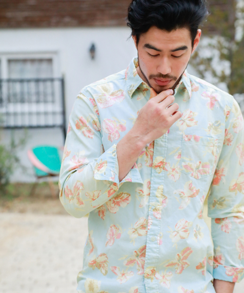 BAYFLOW(ベイフロー)の「コットンヒラオリソウガラシャツ/LS(シャツ/ブラウス・メンズ・レッド/ブルー・SMALL/MEDIUM/LARGE)」の2枚目の写真