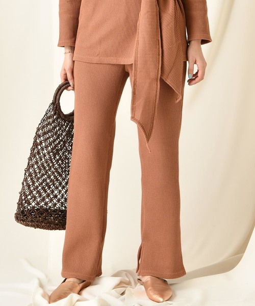 DouDou(ドゥドゥ)の「ワッフルイージー(その他パンツ・レディース・ブラウン/ベージュ/ライトグリーン・FREE)」の2枚目の写真