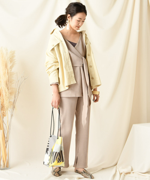 DouDou(ドゥドゥ)の「ワッフルイージー(その他パンツ・レディース・ブラウン/ベージュ/ライトグリーン・FREE)」の5枚目の写真