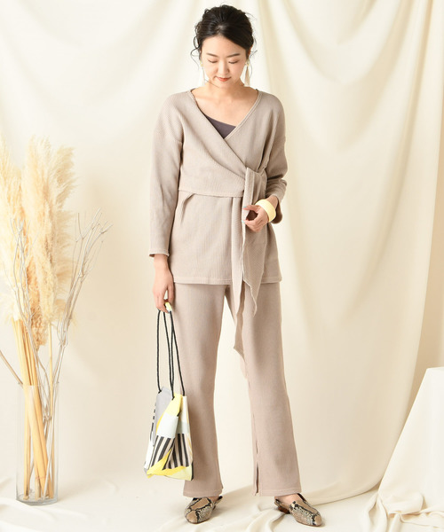 DouDou(ドゥドゥ)の「ワッフルイージー(その他パンツ・レディース・ブラウン/ベージュ/ライトグリーン・FREE)」の6枚目の写真