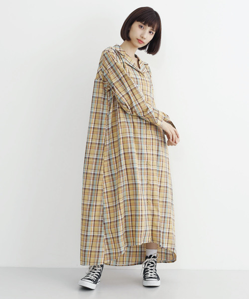 Merlot メルロー の マドラスチェック柄シャツワンピース1756 シャツワンピース Wear