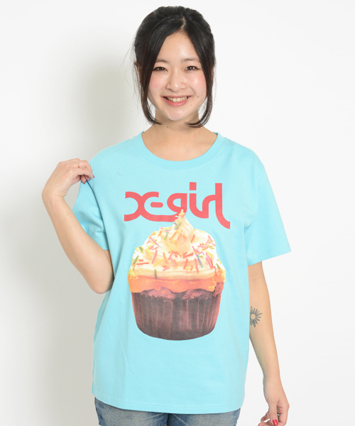 X-girl（エックスガール）の「VACATION S/S BIG TEE（Tシャツ/カットソー・レディース・ホワイト/ブラック/ピンク/ライトブルー・ONE SIZE）」の5枚目の写真