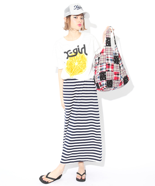 X-girl（エックスガール）の「VACATION S/S BIG TEE（Tシャツ/カットソー・レディース・ホワイト/ブラック/ピンク/ライトブルー・ONE SIZE）」の6枚目の写真