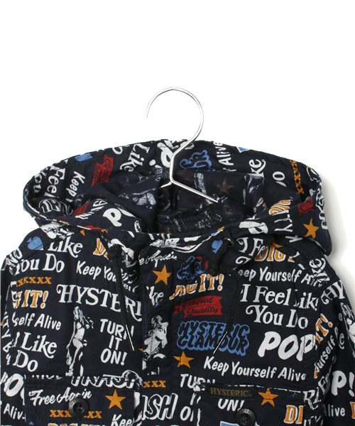 JOEY HYSTERIC（ジョーイヒステリック）の「POP ISSUE 総柄 フーデットSH（シャツ/ブラウス・キッズ・マルチ・SMALL/MEDIUM）」の3枚目の写真