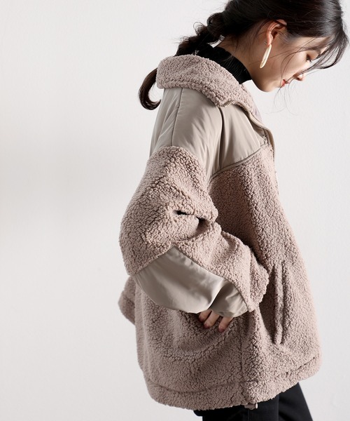 classicalelf（クラシカルエルフ）の「スタンドカラー ミドル丈ツートーン配色ボリューム袖ジャケット（ブルゾン・レディース・グリーン/グレー/アイボリー/ラベンダー/ベージュ/ブラック/ブラウン/パープル・LARGE/MEDIUM）」の22枚目の写真