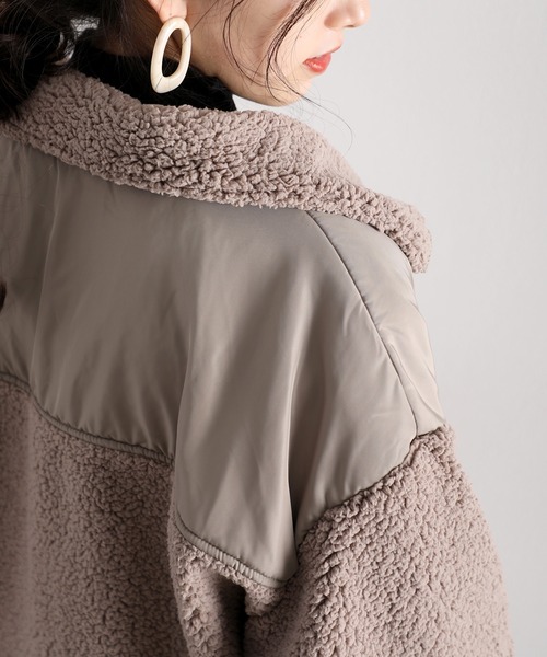 classicalelf（クラシカルエルフ）の「スタンドカラー ミドル丈ツートーン配色ボリューム袖ジャケット（ブルゾン・レディース・グリーン/グレー/アイボリー/ラベンダー/ベージュ/ブラック/ブラウン/パープル・LARGE/MEDIUM）」の21枚目の写真