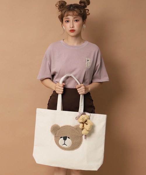 one after another NICE CLAUP（ワンアフターアナザーナイスクラップ）の「くまTシャツ（Tシャツ/カットソー・レディース・ブラウン/ベージュ・FREE）」の7枚目の写真