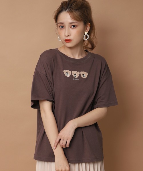 one after another NICE CLAUP（ワンアフターアナザーナイスクラップ）の「くまTシャツ（Tシャツ/カットソー・レディース・ブラウン/ベージュ・FREE）」の9枚目の写真