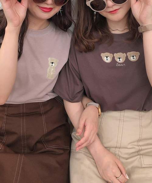 one after another NICE CLAUP（ワンアフターアナザーナイスクラップ）の「くまTシャツ（Tシャツ/カットソー・レディース・ブラウン/ベージュ・FREE）」の13枚目の写真