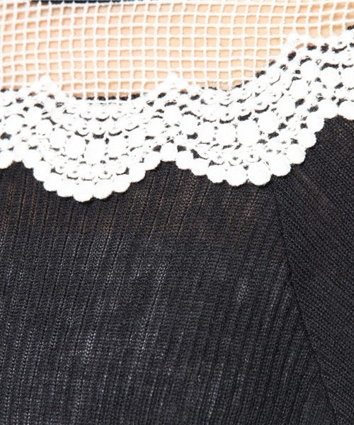 mystic（ミスティック）の「クロッシュレース襟プルオーバー（ニット/セーター・レディース・オフホワイト/グレー/サックスブルー/レッド/ネイビー・ﾌﾘ-）」の11枚目の写真