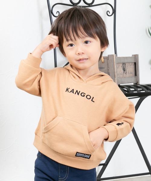 KANGOL（カンゴール）の「KANGOL/カンゴール ロゴパーカー（パーカー・キッズ・チャコールグレー/ホワイト/ベージュ/ピンク・80ｃｍ/90cm/95cm）」の3枚目の写真