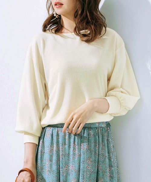 GeeRA(ジーラ)の「バルーンスリーブニットソートップス(ニット/セーター・レディース・ブラック/ネイビー/杢グレー/ラベンダー/アイボリー・SMALL/MEDIUM/LARGE/X-LARGE/XX-LARGE)」の1枚目の写真