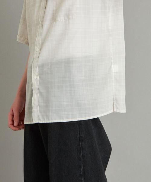 Steven Alan(スティーブンアラン)の「<Steven Alan> VOIL/CHECK BD LOOSE SHORT SLEEVE SHIRT/シャツ(シャツ/ブラウス・メンズ・オフホワイト/ブラック・SMALL/MEDIUM/LARGE/X-LARGE)」の4枚目の写真