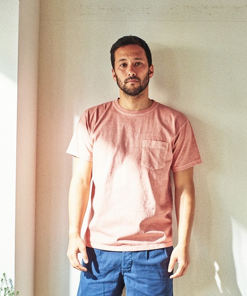 Good On(グッドオン)の「GOOD ON S/S CREW NECK POCKET T-SHIRTS (グッドオン クルーネック ポケット付きTシャツ)(Tシャツ/カットソー・メンズ・ブラウン/グレー系その他/ベージュ系その他/スモークピンク・M/S/L/XL)」の4枚目の写真