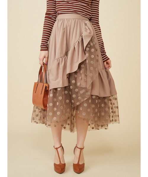 ROYAL PARTY(ロイヤルパーティー)の「ジュリエットスカート(スカート・レディース・ベージュ/ブラック・FREE)」の2枚目の写真