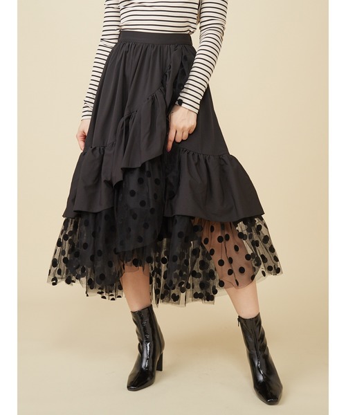 ROYAL PARTY(ロイヤルパーティー)の「ジュリエットスカート(スカート・レディース・ベージュ/ブラック・FREE)」の1枚目の写真