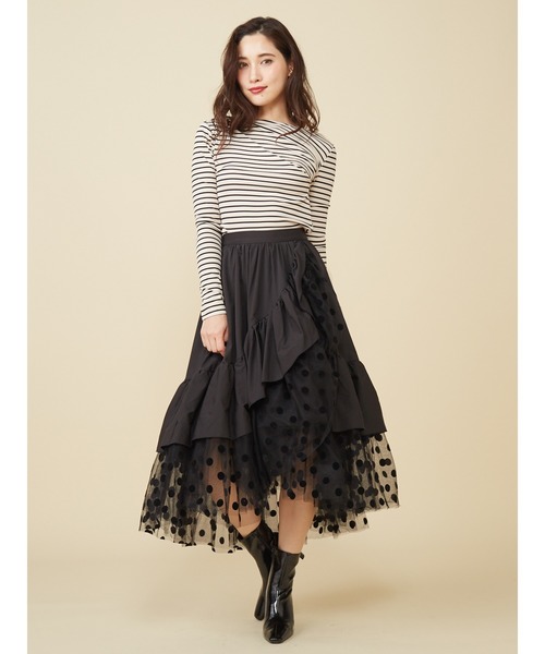 ROYAL PARTY(ロイヤルパーティー)の「ジュリエットスカート(スカート・レディース・ベージュ/ブラック・FREE)」の10枚目の写真