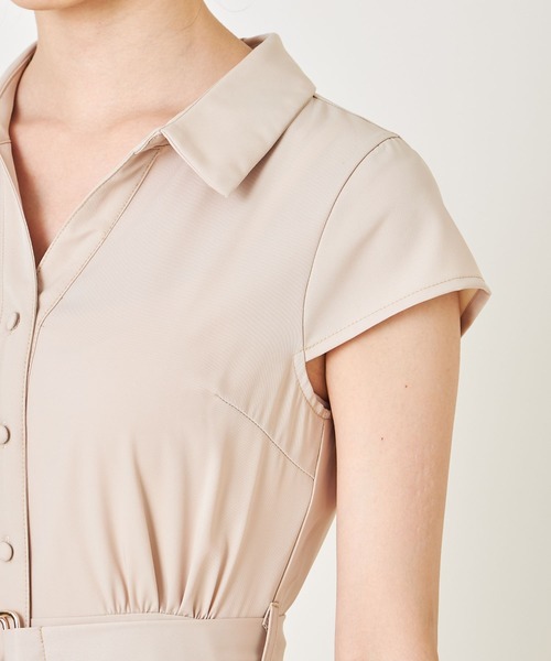 tocco closet(トッコ クローゼット)の「ベルト付きサイドプリーツシャツワンピース(ワンピース・レディース・ベージュ/グレイッシュブルー/パープル系その他/ミント・M)」の17枚目の写真