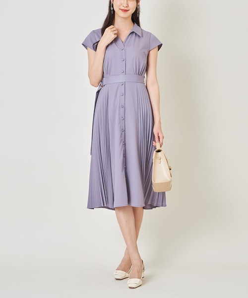 tocco closet(トッコ クローゼット)の「ベルト付きサイドプリーツシャツワンピース(ワンピース・レディース・ベージュ/グレイッシュブルー/パープル系その他/ミント・M)」の20枚目の写真