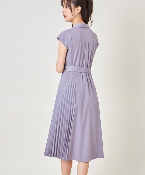 tocco closet(トッコ クローゼット)の「ベルト付きサイドプリーツシャツワンピース(ワンピース・レディース・ベージュ/グレイッシュブルー/パープル系その他/ミント・M)」の22枚目の写真