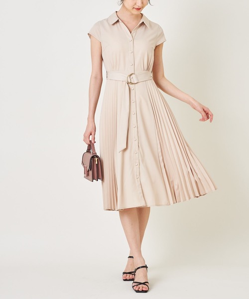 tocco closet(トッコ クローゼット)の「ベルト付きサイドプリーツシャツワンピース(ワンピース・レディース・ベージュ/グレイッシュブルー/パープル系その他/ミント・M)」の14枚目の写真