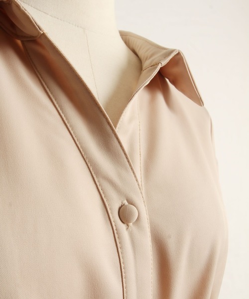 tocco closet(トッコ クローゼット)の「ベルト付きサイドプリーツシャツワンピース(ワンピース・レディース・ベージュ/グレイッシュブルー/パープル系その他/ミント・M)」の16枚目の写真