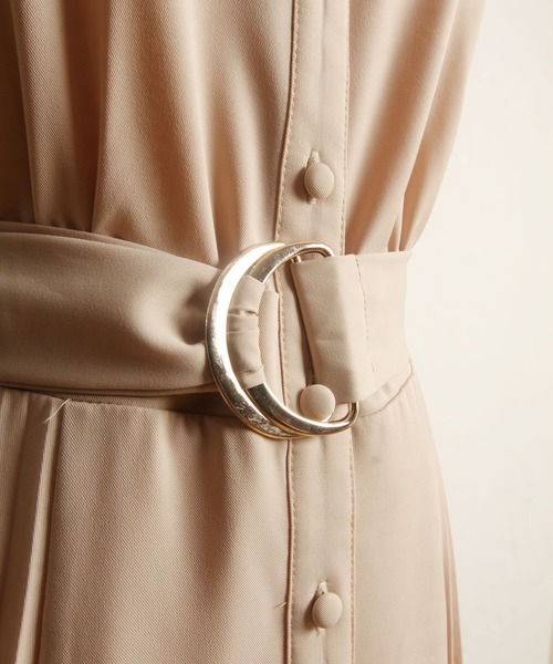 tocco closet(トッコ クローゼット)の「ベルト付きサイドプリーツシャツワンピース(ワンピース・レディース・ベージュ/グレイッシュブルー/パープル系その他/ミント・M)」の10枚目の写真