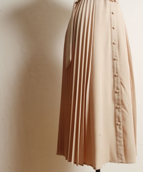 tocco closet(トッコ クローゼット)の「ベルト付きサイドプリーツシャツワンピース(ワンピース・レディース・ベージュ/グレイッシュブルー/パープル系その他/ミント・M)」の13枚目の写真