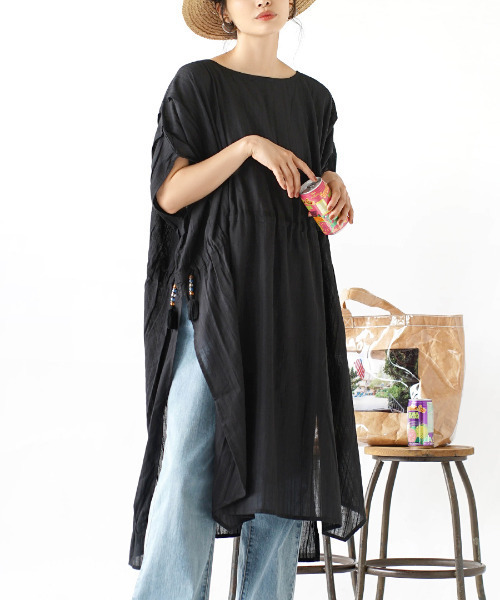 e-zakkamania stores（イーザッカマニアストアーズ）の「シャリン スリットロングワンピース（ワンピース・レディース・キャメル/パープル/ブラック/テラコッタ/ブルーグリーン・フリー）」の2枚目の写真