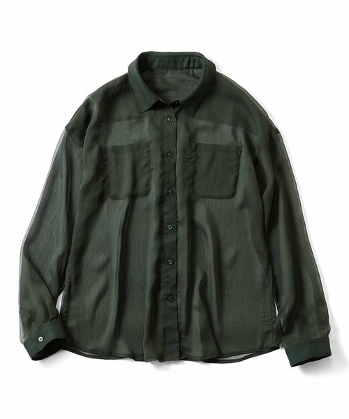 セール】透け感がオトナっぽい ビッグシフォンシャツ（シャツ/ブラウス