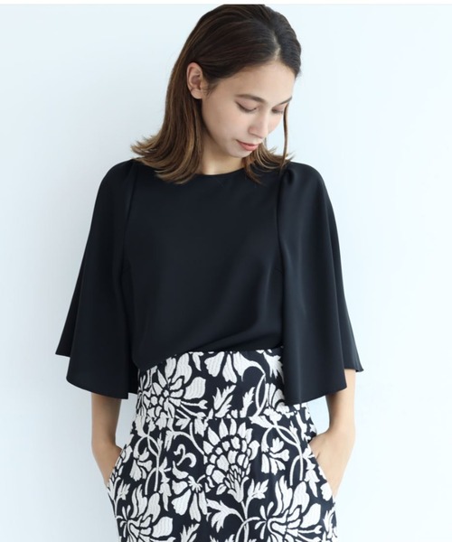 カデュネCADUNE フリルスリーブブラウス 黒 size38 M新品 未使用 カデュネCADUNE フリルスリーブブラウス 黒 size38 M新品 未使用