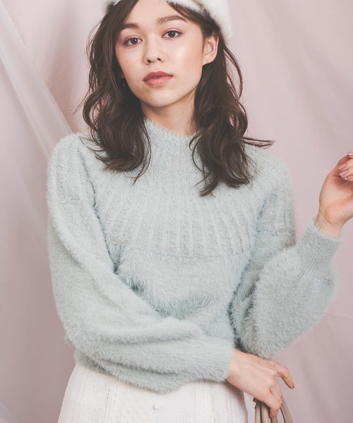 ニット セーター トップスバックフレアシャギーニット ニット セーター Noela ノエラ のファッション 再再販 ニット セーター