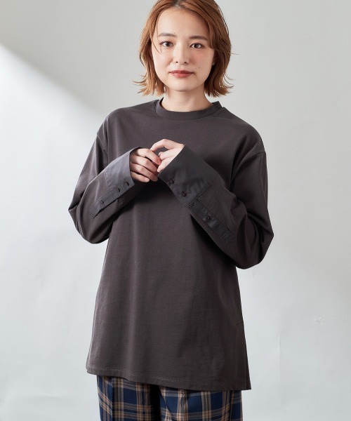 cepo(セポ)の「ソデカフスロンTee(Tシャツ/カットソー・レディース・チャコールグレー/グレー/ブラウン・M)」の2枚目の写真
