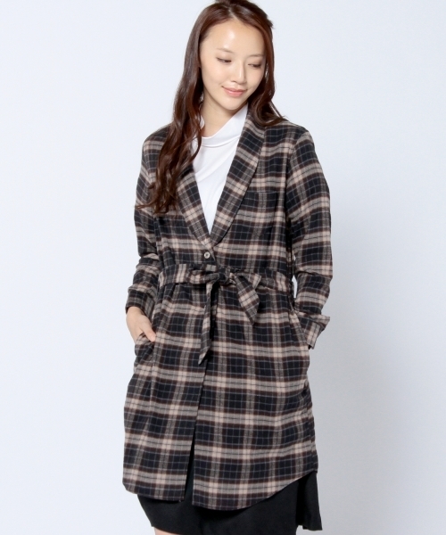 Another Edition（アナザーエディション）の「コットンチェックガウンシャツ/AE C/CHK GOWN SHT（シャツ/ブラウス・レディース・ブラウン/コバルトブルー/ネイビー・フリー）」の15枚目の写真