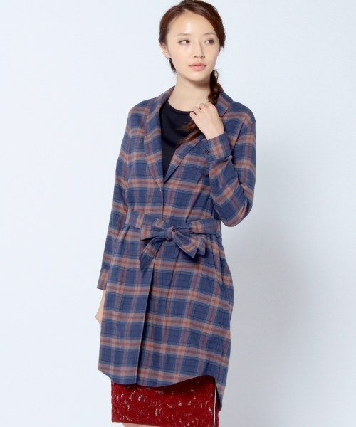 Another Edition（アナザーエディション）の「コットンチェックガウンシャツ/AE C/CHK GOWN SHT（シャツ/ブラウス・レディース・ブラウン/コバルトブルー/ネイビー・フリー）」の16枚目の写真